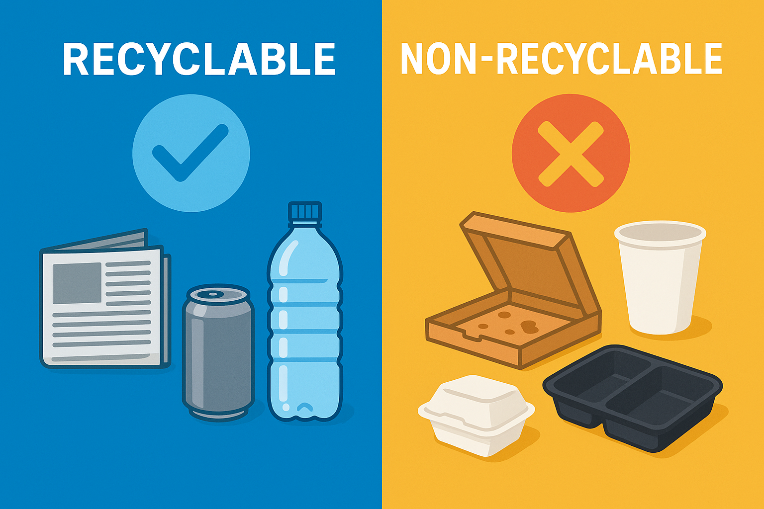 Examples of recyclable and non-recyclable materials for EPR waste sorting guidance